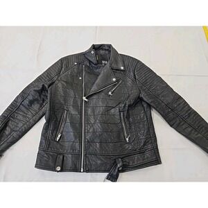 Robert Phillipe Mens Faux Leather Full Zip Black Moto Jacket Size XL